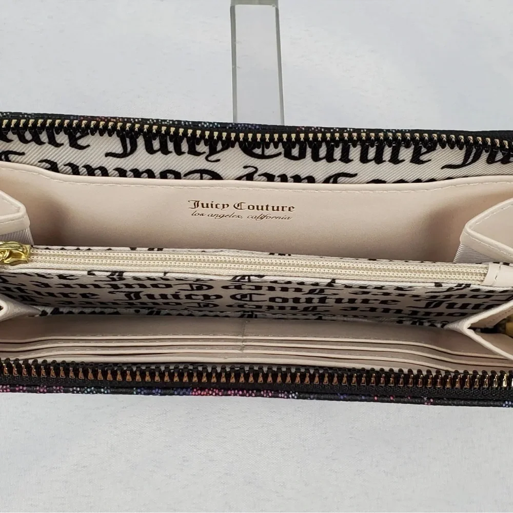 Juicy Couture Black Rainbow Logo Zip Wallet